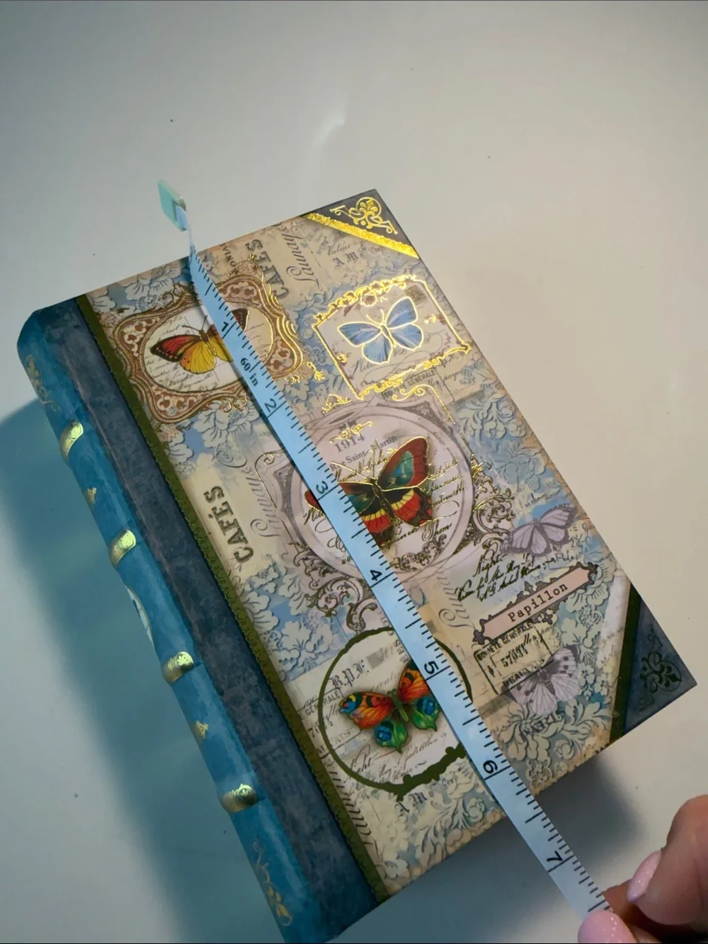 Vintage style Decorative Book Box Floral Butterfly design secret storage small b